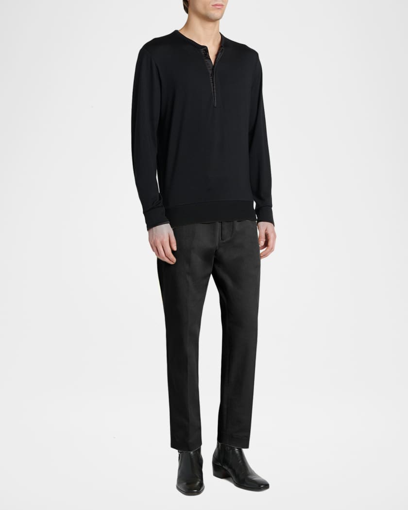 TOM FORD Men's Comfort Stretch Slim Flat-Front Trousers | Neiman