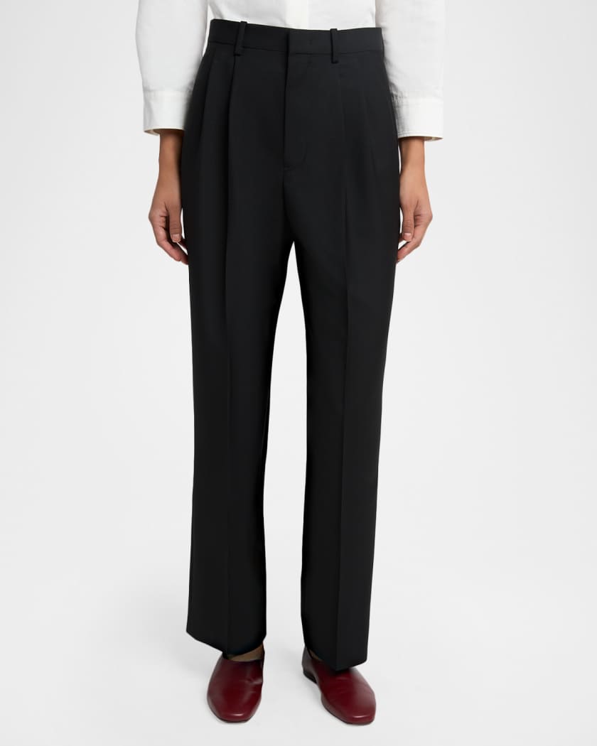marka 23SS BELTED PANTS wool × mohair G Jil Sander Pleated Wool-Mohair Trousers | Neiman Marcus