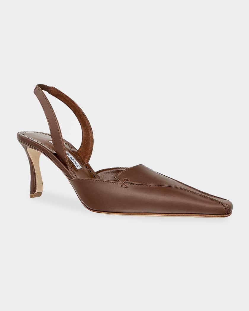 メモ★MANOLO BLAHNIK Manolo Blahnik Cleosli 70MM Leather Slingback Pumps | Neiman Marcus