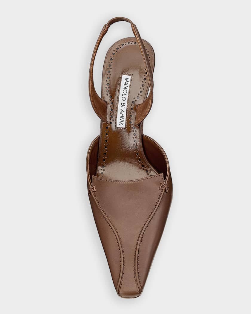 Manolo Blahnik Cleosli 70MM Leather Slingback Pumps | Neiman Marcus