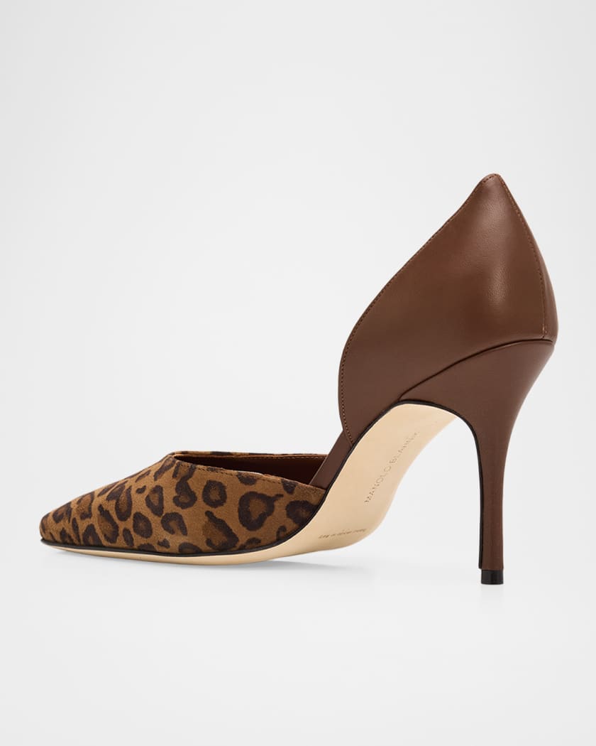 Manolo Blahnik 90mm Taylerbinu Leopard Mixed Leather Pumps