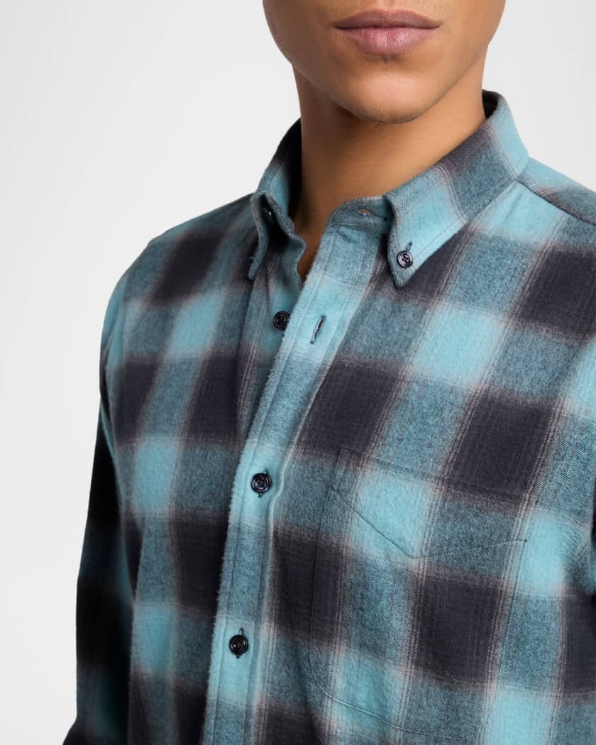 TOM FORD Men's Brushed Flannel Check Button-Down Shirt | Neiman Marcus