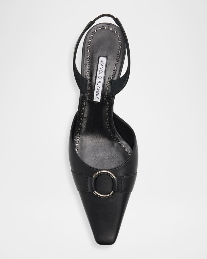 Manolo Blahnik 50mm Trixa Visconti Leather Slingback Pumps