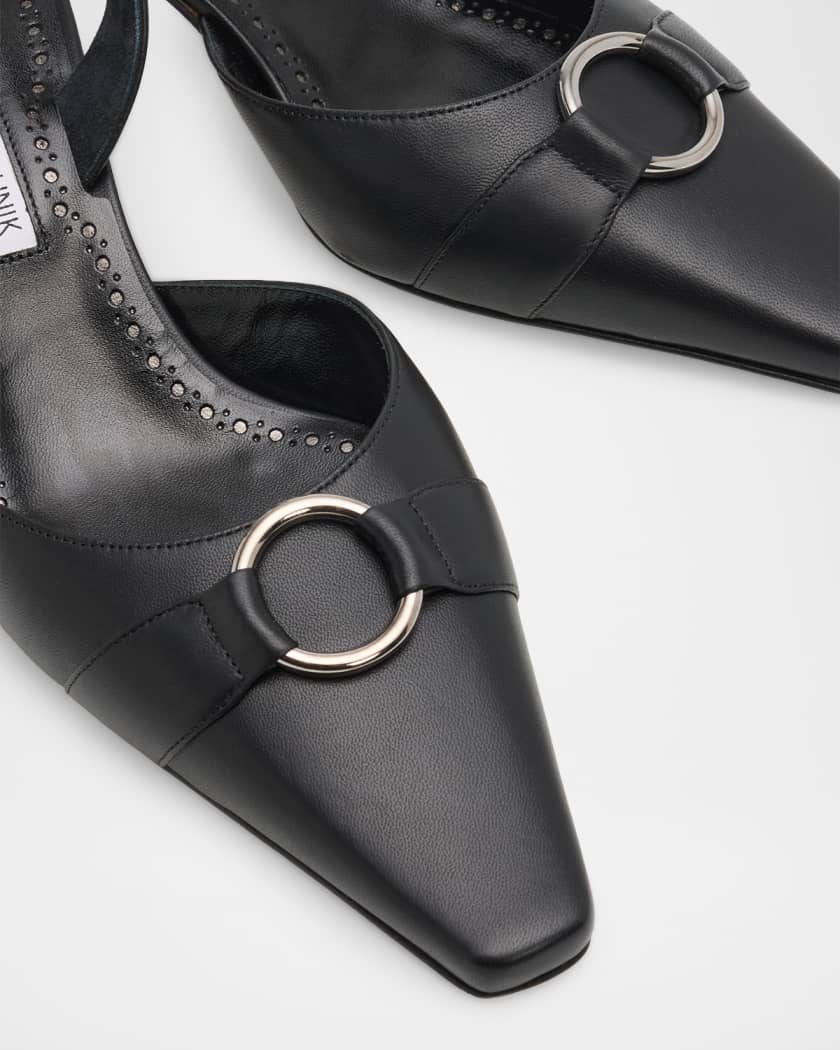 Manolo Blahnik 50mm Trixa Visconti Leather Slingback Pumps