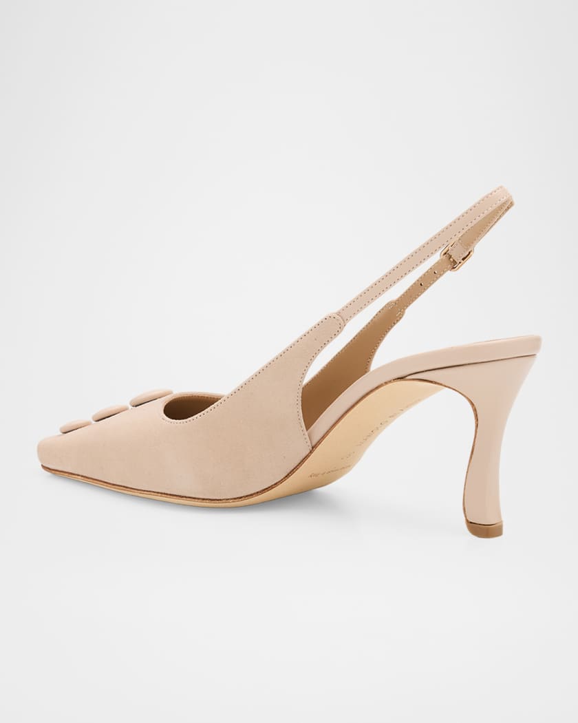 Manolo Blahnik 70mm Alexapla Suede Slingback Pumps | Neiman Marcus