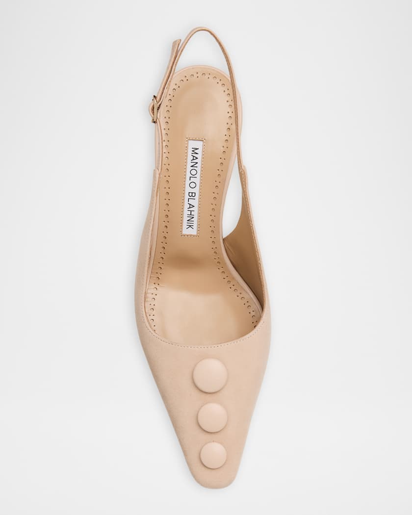 Manolo Blahnik 70mm Alexapla Suede Slingback Pumps | Neiman Marcus