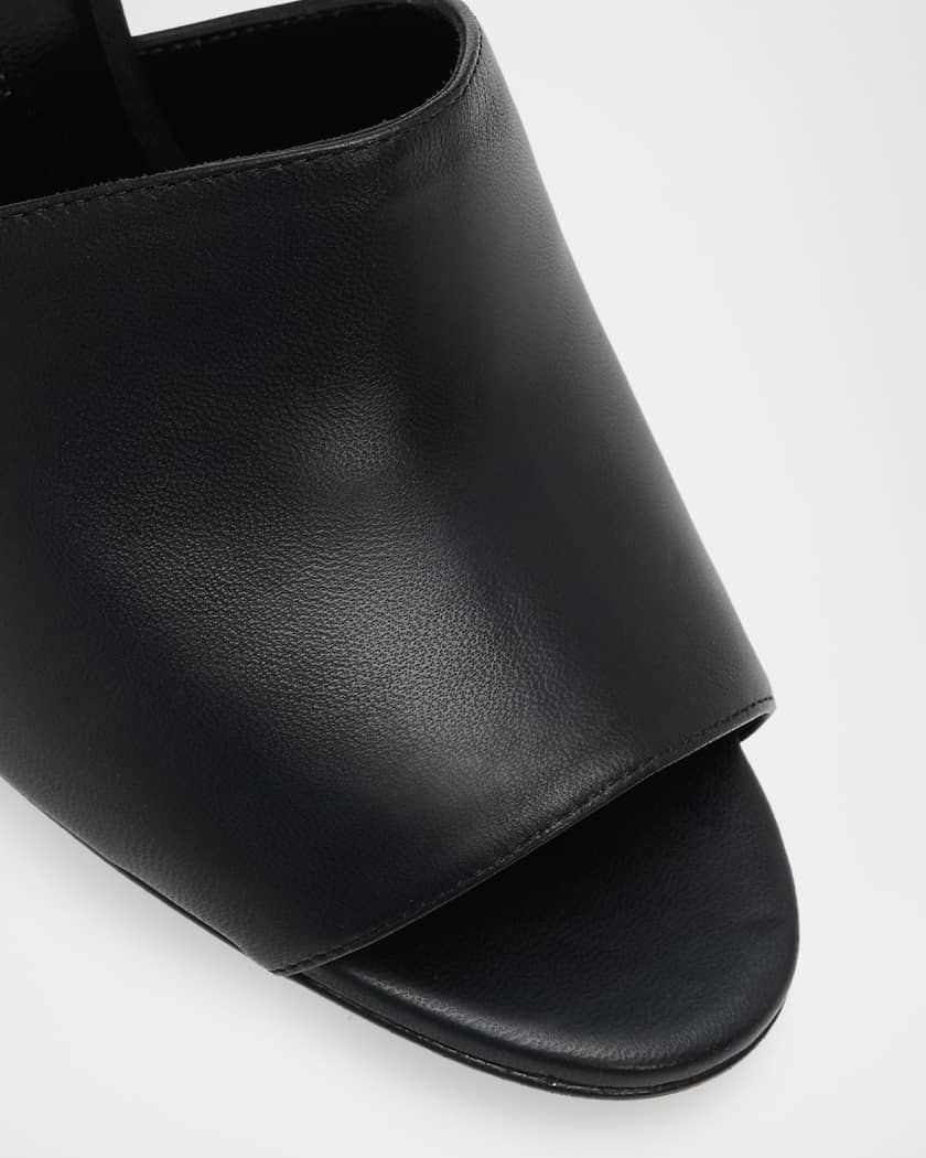 Manolo Blahnik 70mm Rapallabar Leather Mules | Neiman Marcus