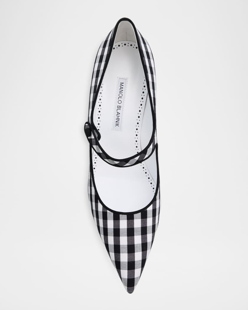 Manolo Blahnik 90mm Camparinew Gingham Mary Jane Pumps | Neiman Marcus