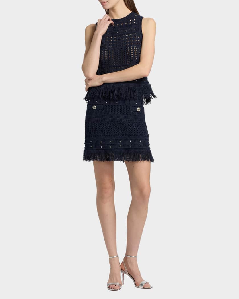 Milly Beaded Fringe Mini Skirt | Neiman Marcus