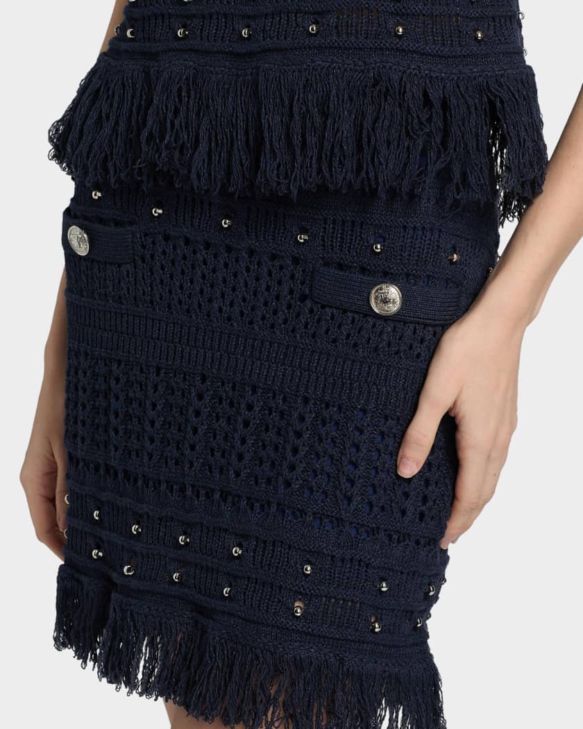 Milly Beaded Fringe Mini Skirt | Neiman Marcus