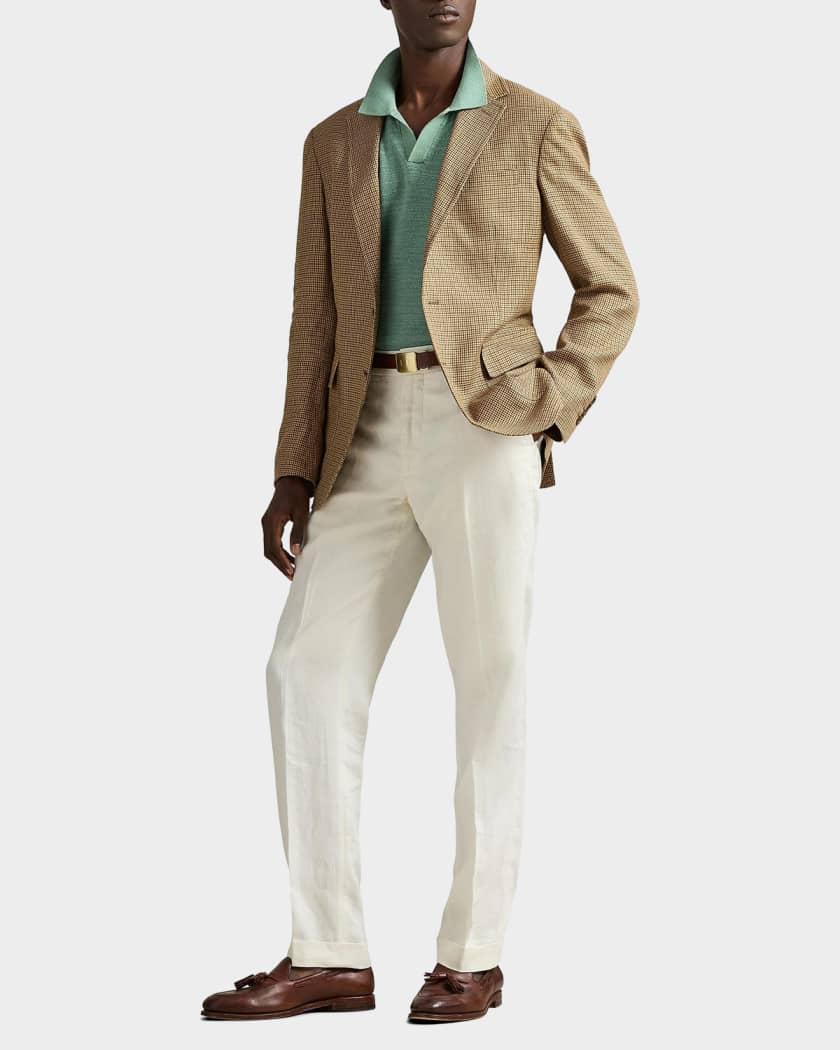 Polo Ralph Lauren Cotton-Linen Knit Polo Shirt | Neiman Marcus