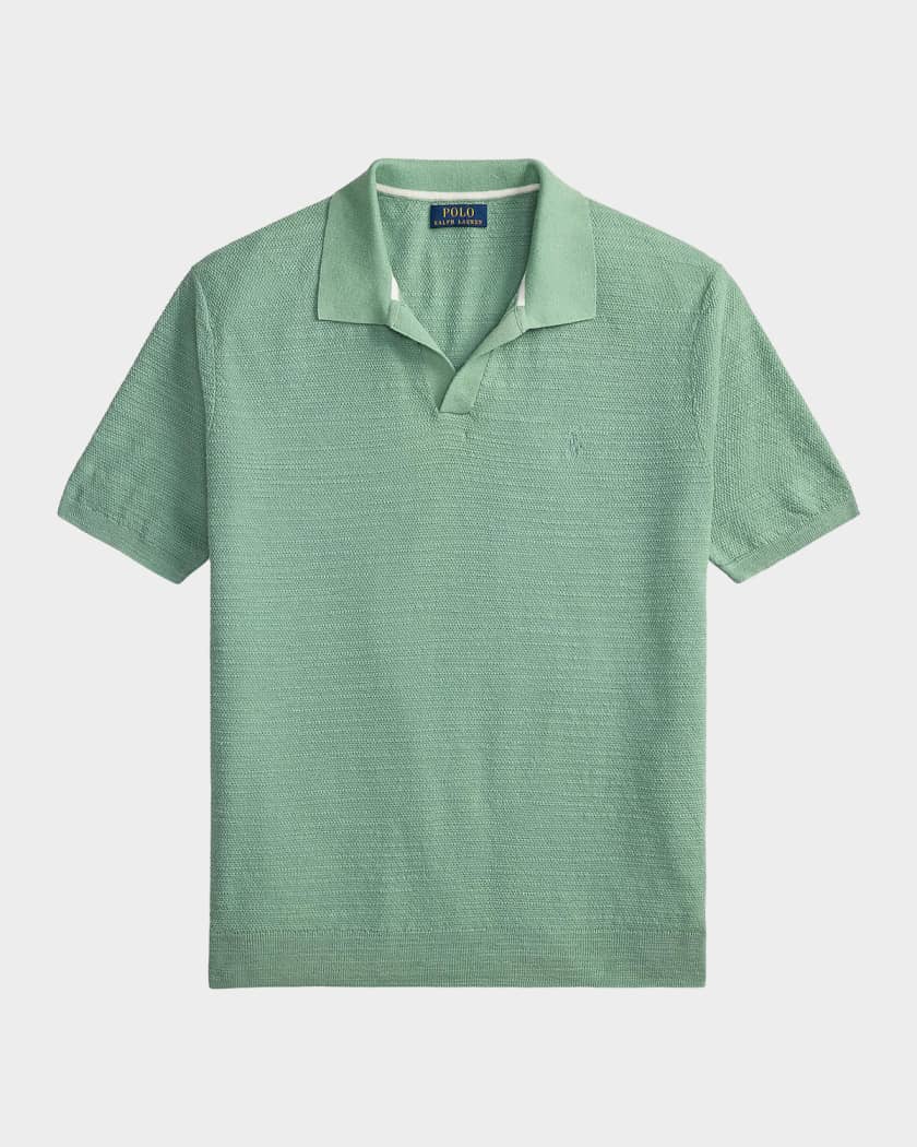 Polo Ralph Lauren Cotton-Linen Knit Polo Shirt | Neiman Marcus