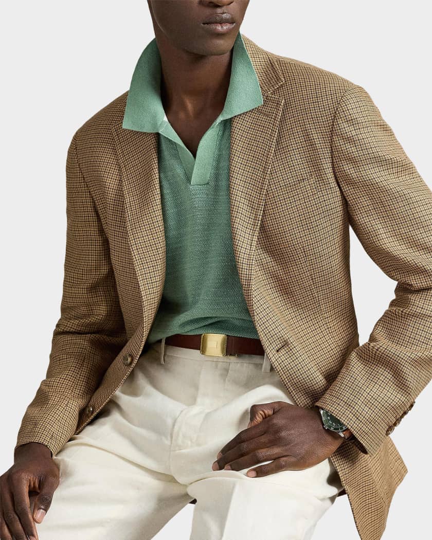 Polo Ralph Lauren Cotton-Linen Knit Polo Shirt | Neiman Marcus