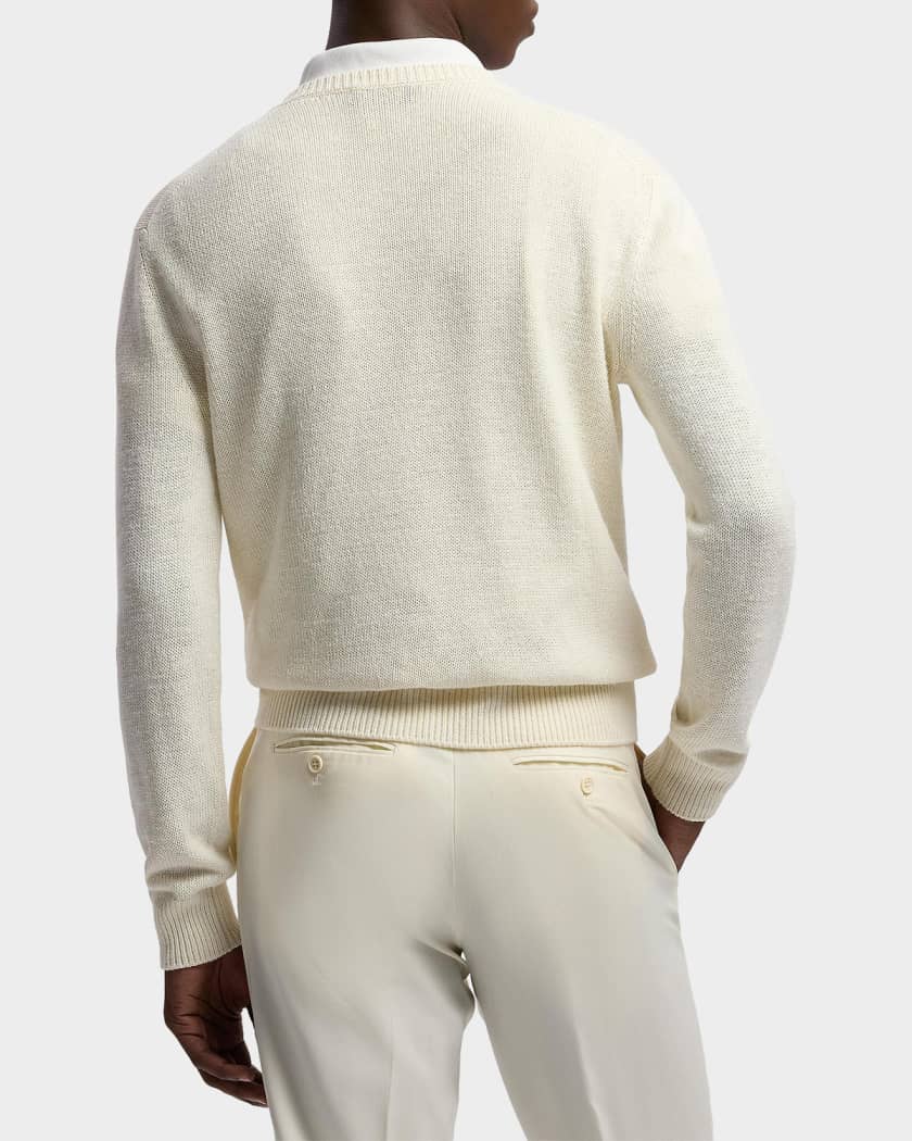 Ralph Lauren Purple Label Men's Polo Bear Silk-Linen Sweater