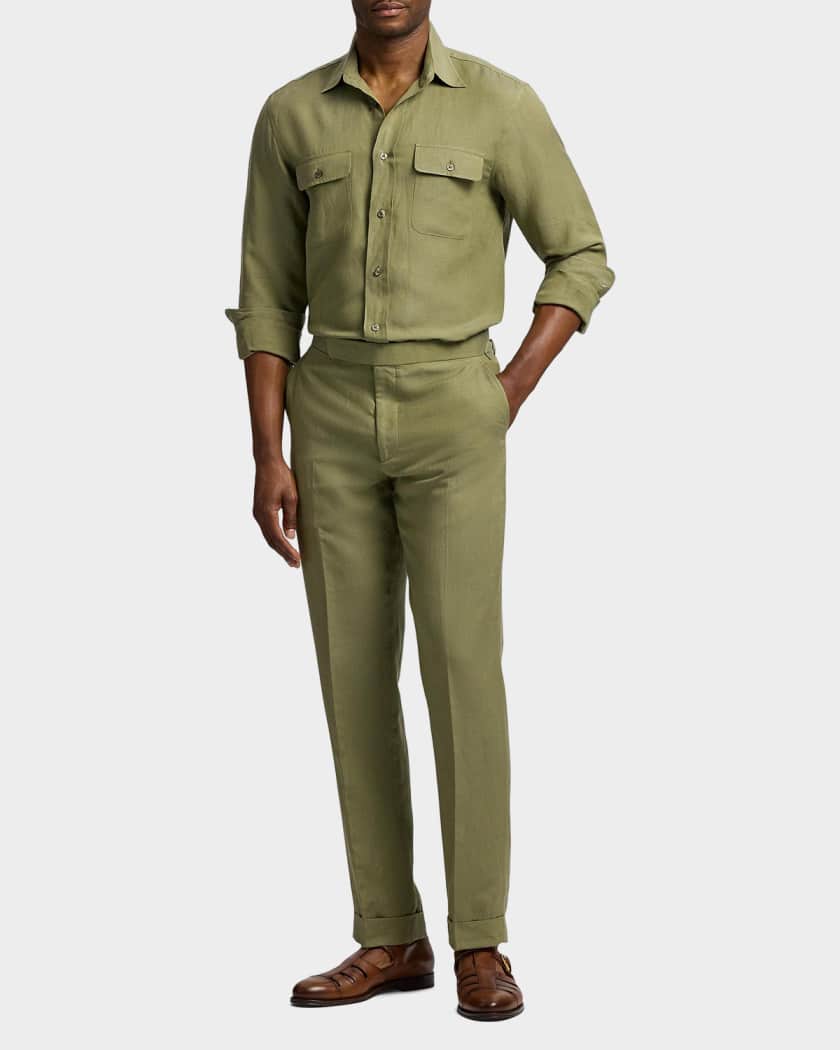 Polo Ralph Lauren Men's Gregory Hand-Tailored Silk-Linen Trousers
