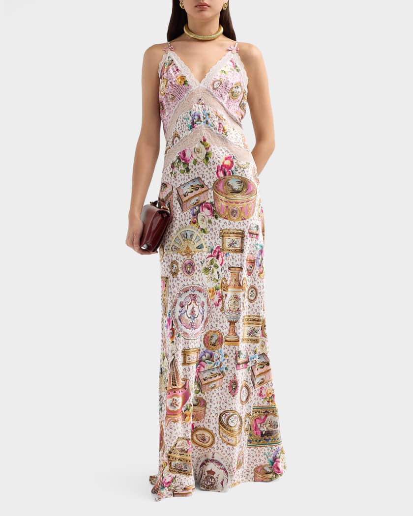 【美品✨】CAMILLAカミラ スリムフィット カフタン スプリット高級 シルク Camilla Met x Camilla In The Heart of Art Silk Maxi Slipdress