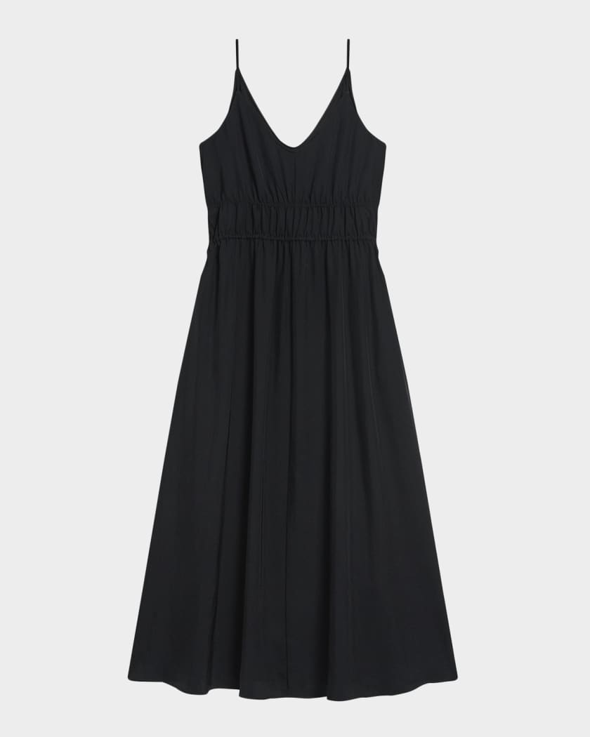 knee length dresses for ladies Theory Boatneck Midi Dress in Relaxed Poplin