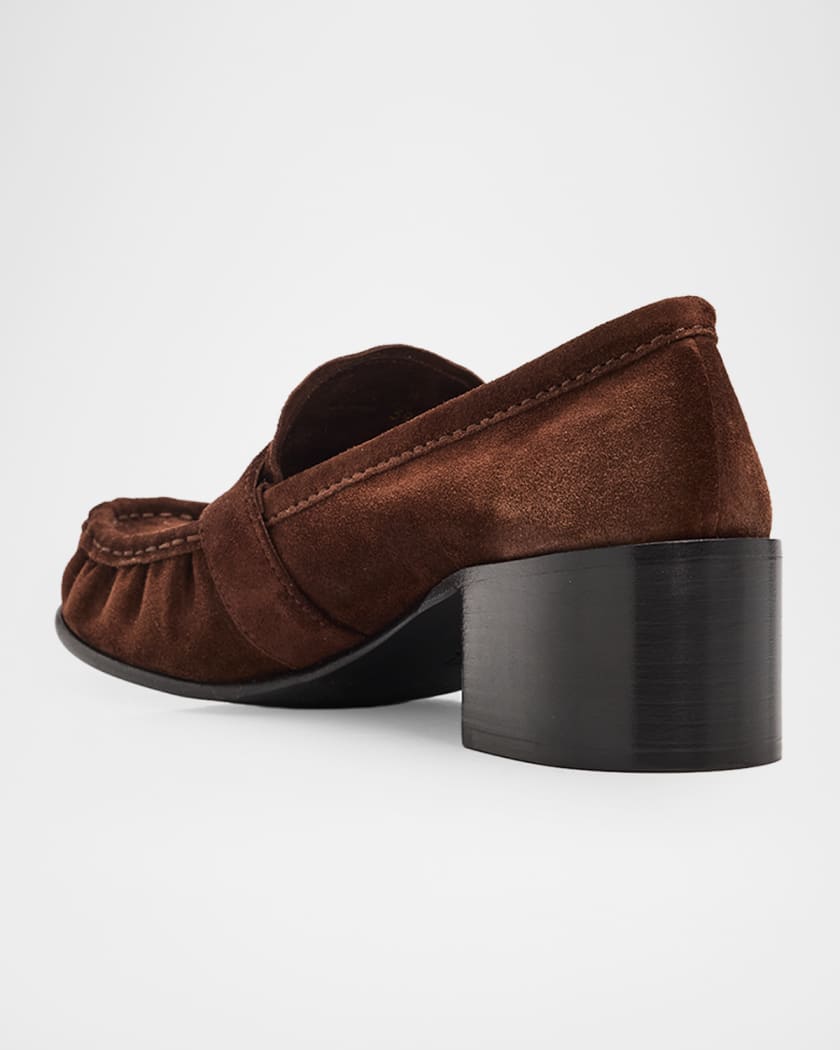 Miu Miu 45mm Suede Buckle Loafers | Neiman Marcus