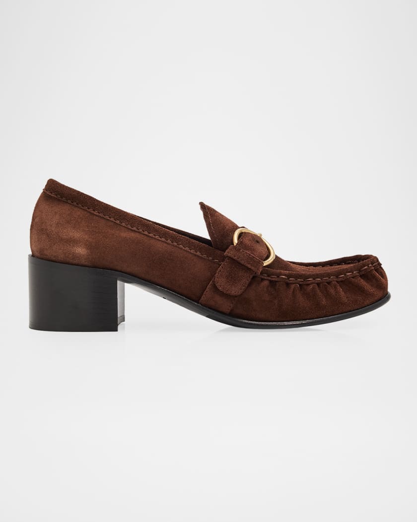 miumiu ローファー　ラインストーン　ビジュー Miu Miu 45mm Suede Buckle Loafers | Neiman Marcus