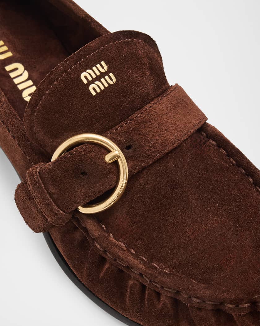 miu miu ミュール Miu Miu 45mm Suede Buckle Loafers | Neiman Marcus