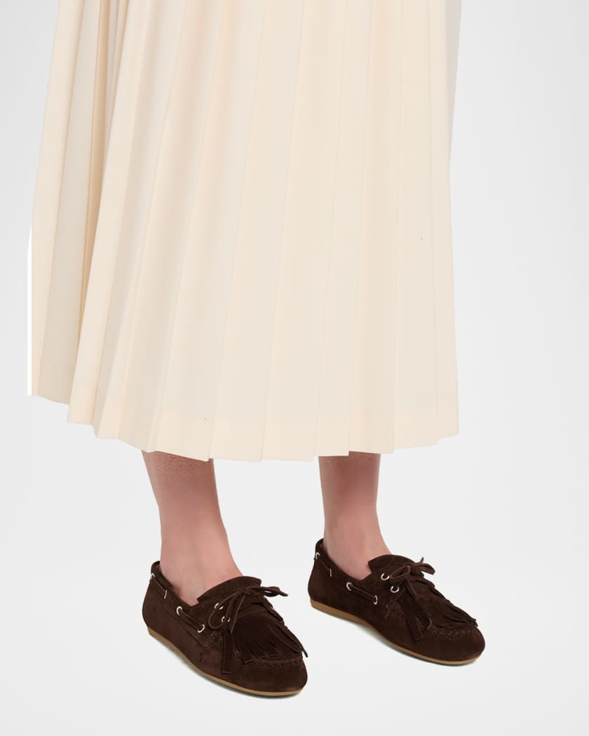 MIU MIU フリンジ付きブラックローファー fringe loafers Miu Miu Fringe Suede Moccasin Loafers | Neiman Marcus
