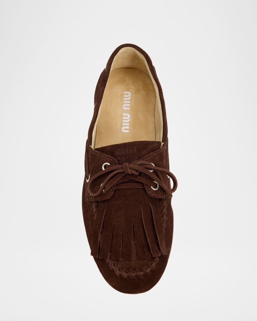 Miu Miu Fringe Suede Moccasin Loafers | Neiman Marcus