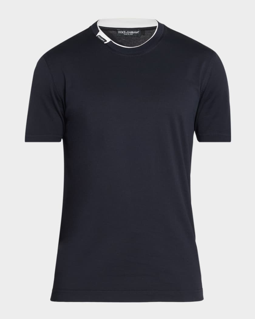 Dolce&Gabbana Men's Jersey Tipped Crewneck T-Shirt | Neiman Marcus