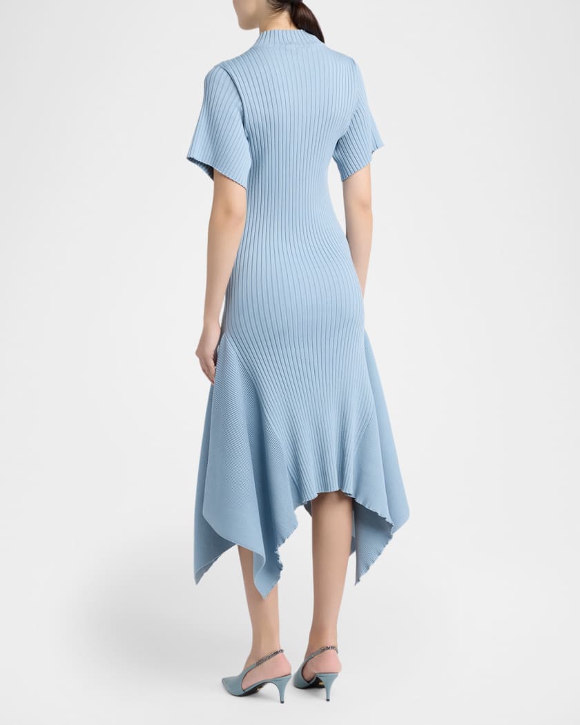 rib polo midi dress Karen Millen Rib Knit Polo Zip Up Midi Dress in Cream