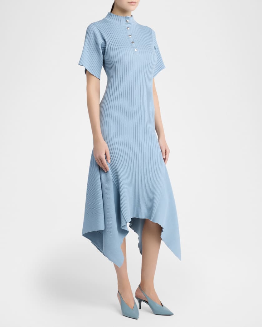 Stella McCartney Rib-Knit Cotton Midi Polo Dress | Neiman Marcus