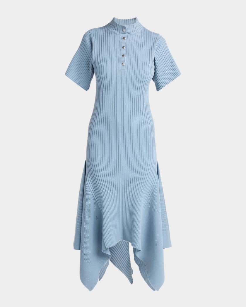 Stella McCartney Rib-Knit Cotton Midi Polo Dress | Neiman Marcus