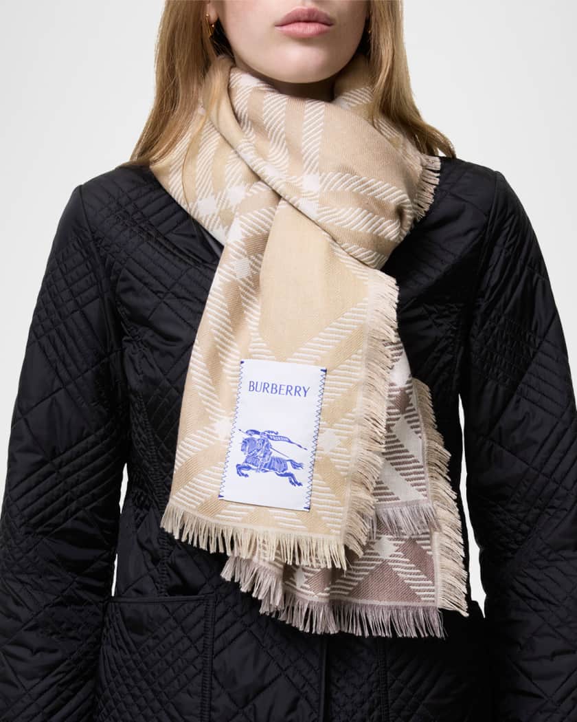 Burberry Gradient Check Wool Silk Scarf | Neiman Marcus