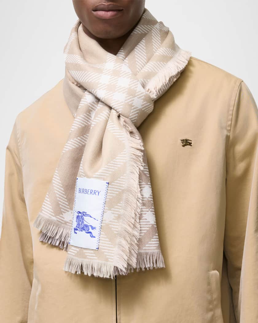 Burberry Gradient Check Wool Silk Scarf | Neiman Marcus