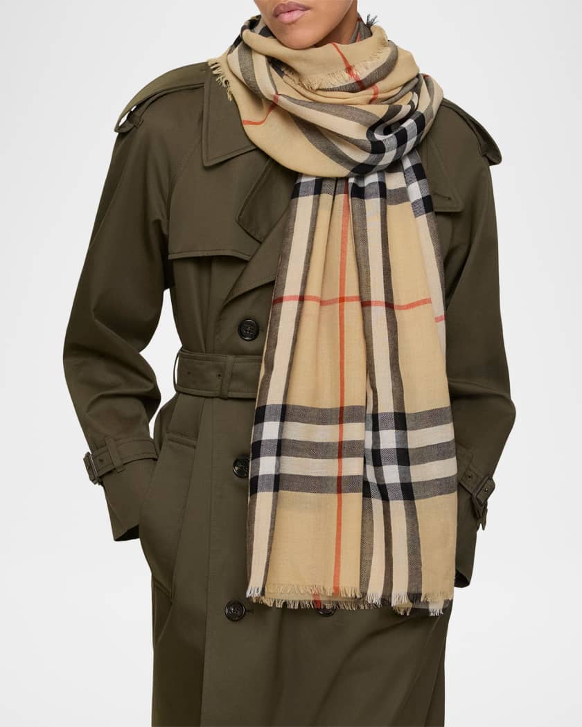 小物 BURBERRY Check wool scarf Burberry Check Lightweight Wool Scarf | Neiman Marcus