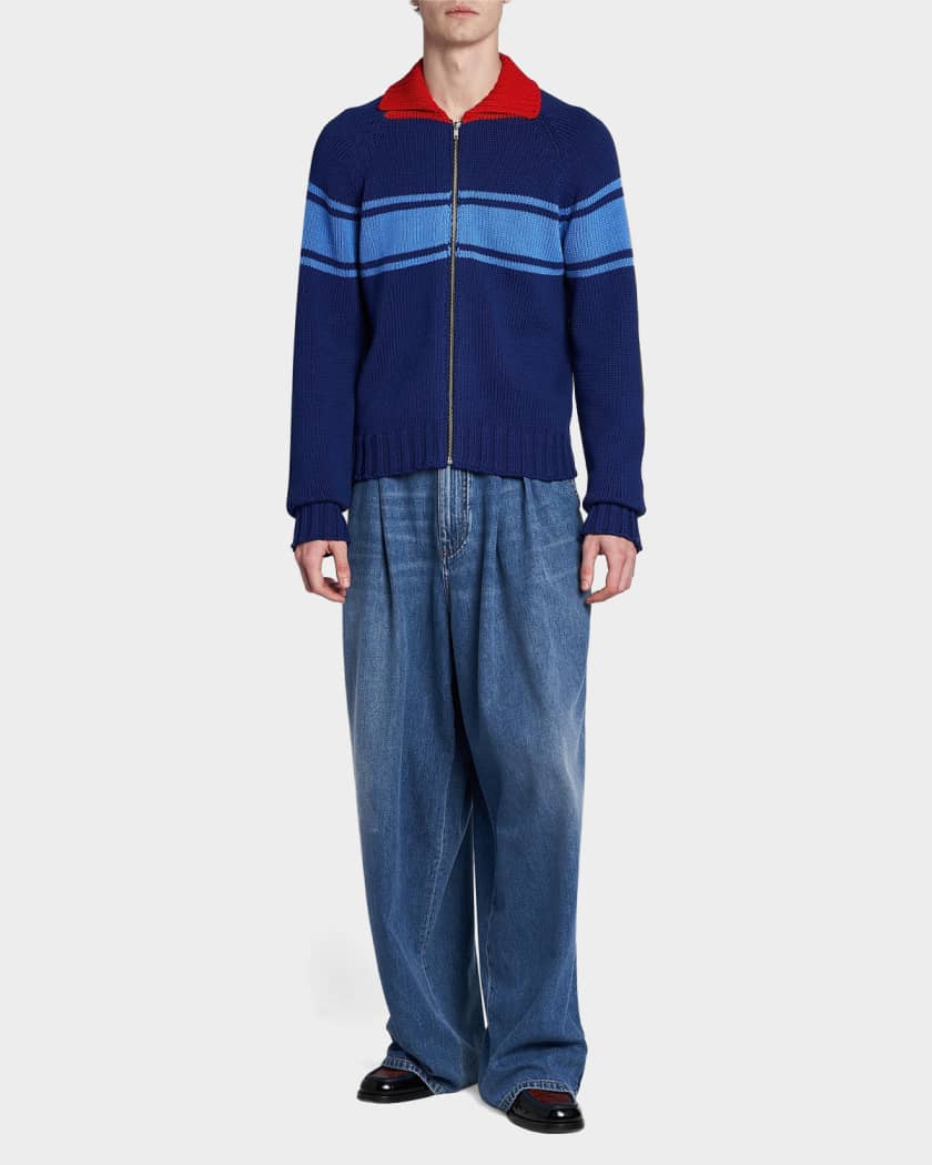 Marni Colorblocked Cotton Zip-Front Cardigan | Neiman Marcus