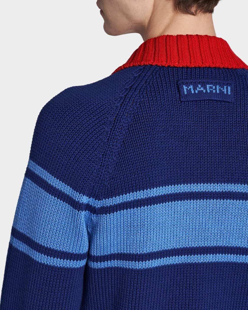 Marni Colorblocked Cotton Zip-Front Cardigan | Neiman Marcus