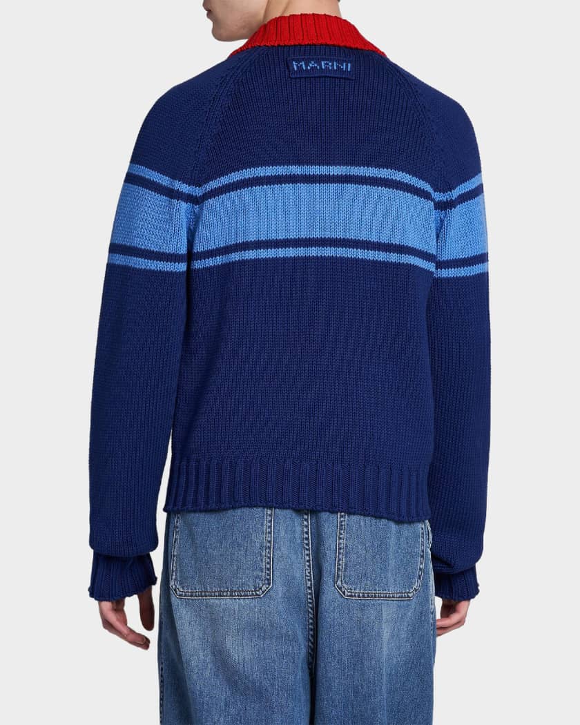 MARNI ジップアップカーディガン Marni Colorblocked Cotton Zip-Front Cardigan | Neiman Marcus