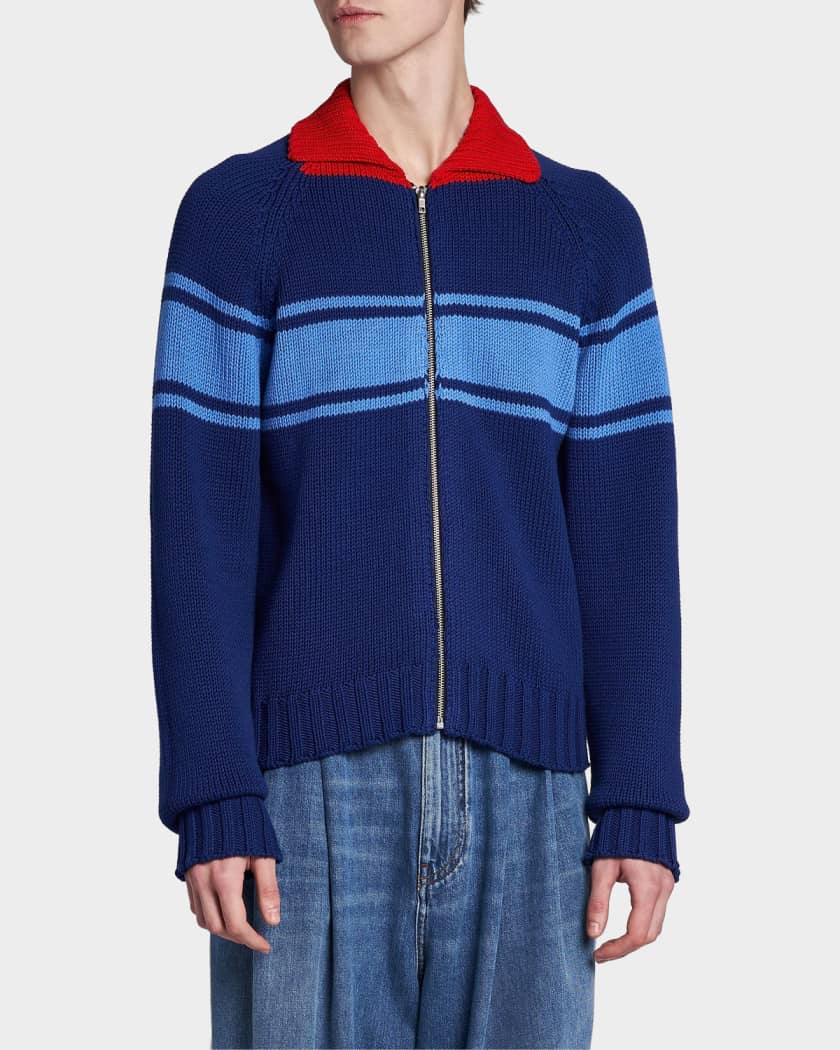 Marni Colorblocked Cotton Zip-Front Cardigan | Neiman Marcus