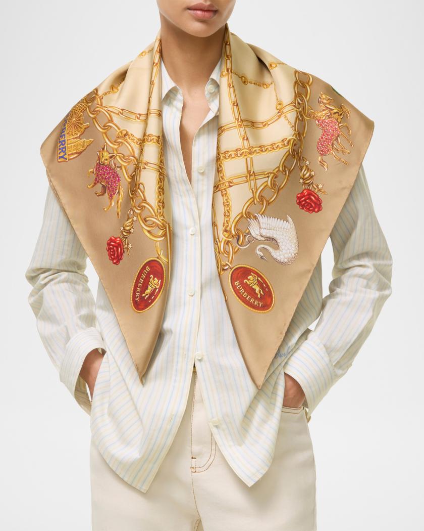 Burberry Check Charm Silk Scarf | Neiman Marcus display picture 3