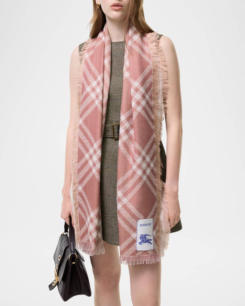 Burberry Gradient Check Wool Silk Scarf | Neiman Marcus