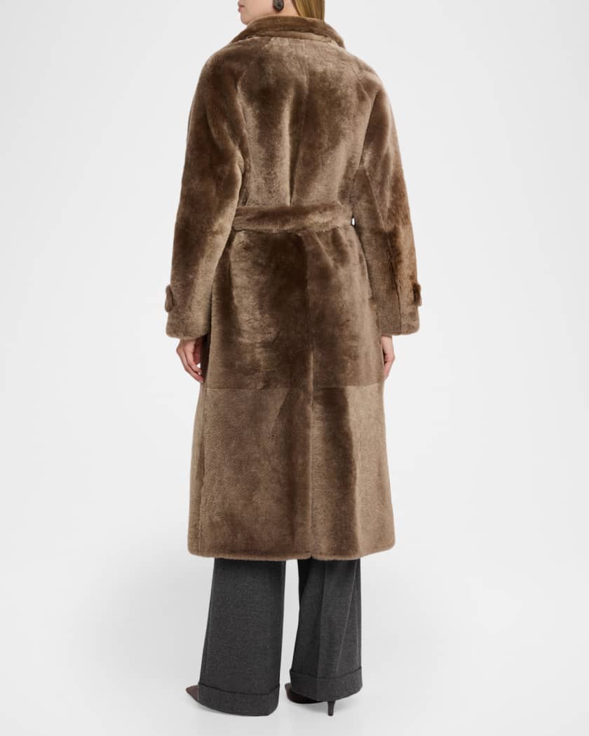 BRUNELLO CUCINELLI☆美品☆kenta様 Brunello Cucinelli Lamb Shearling Belted Long Coat | Neiman Marcus