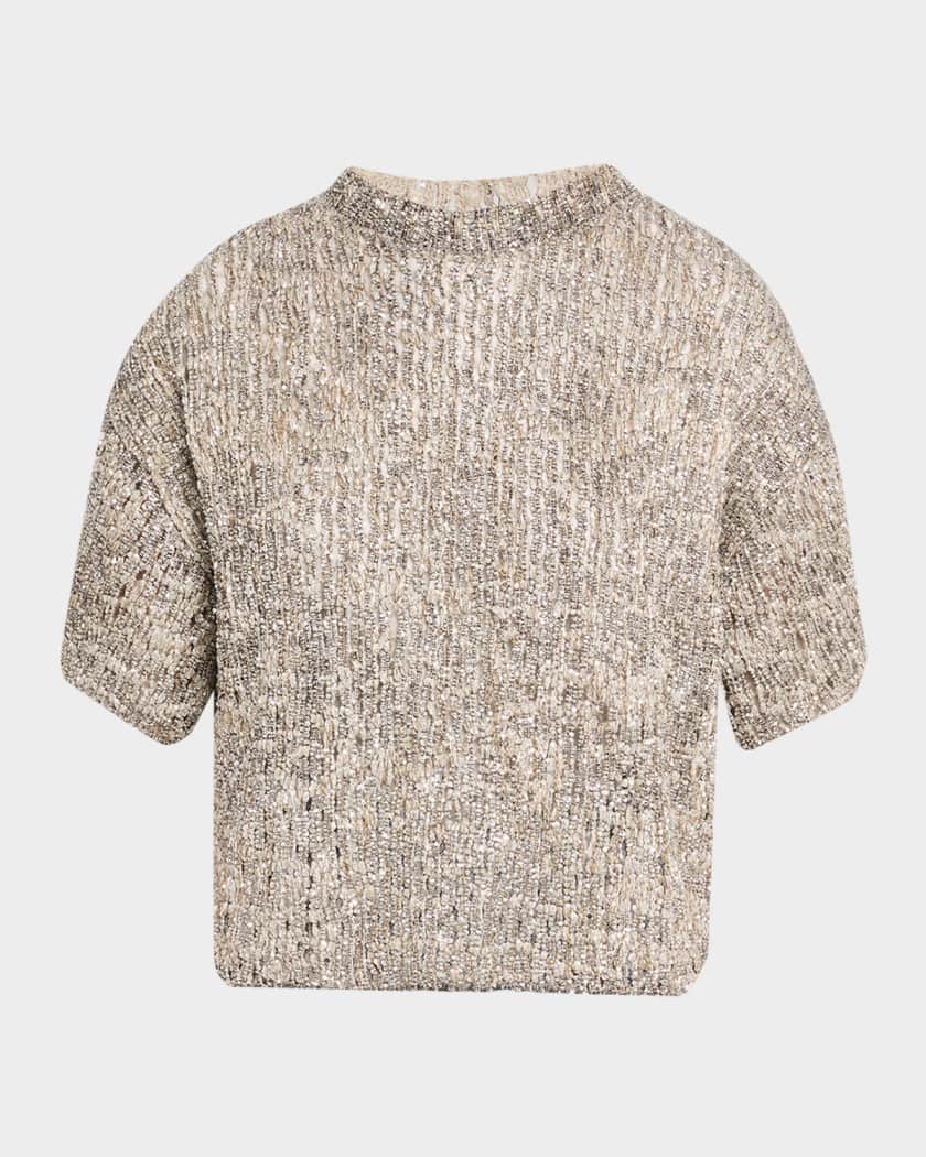 Brunello Cucinelli Couture Metallic Mohair Top | Neiman Marcus