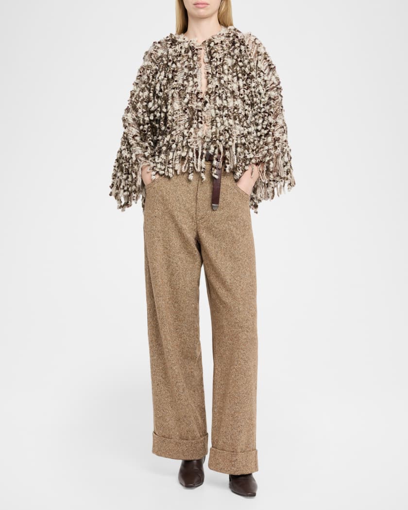 Brunello Cucinelli Embellished Curly Mohair Cape | Neiman Marcus