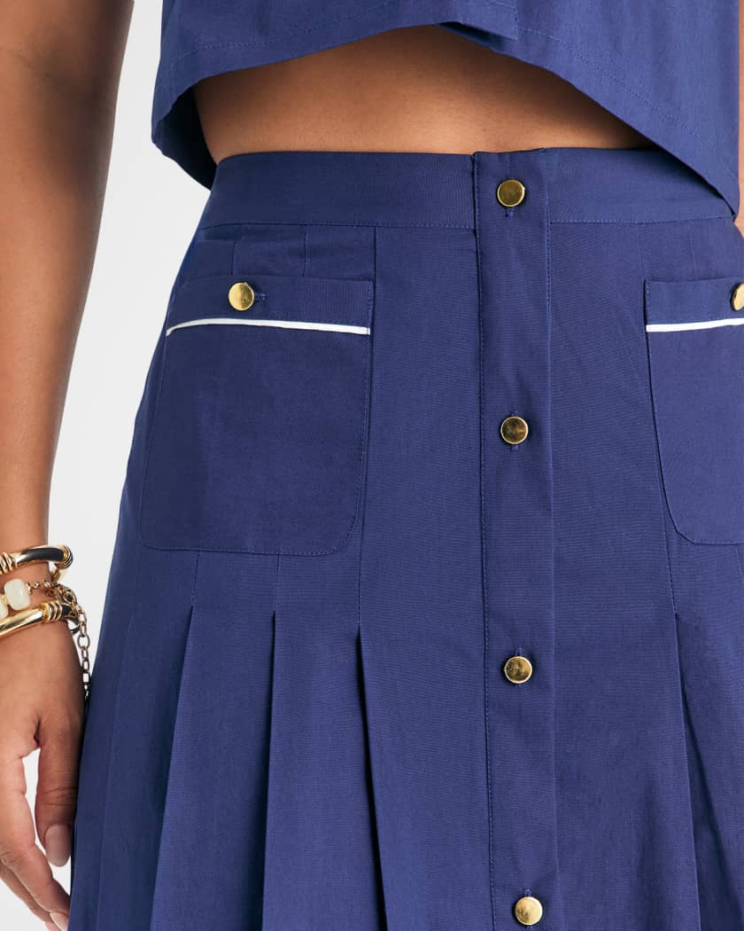 SEROYA Yumi Pleated Midi Skirt | Neiman Marcus