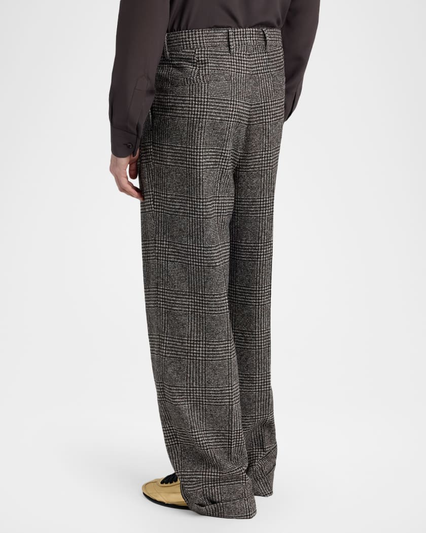 【タグ付】DOLCE&GABBANA メンズパンツ　グレンチェック　サイズ48 Dolce&Gabbana Men's Wool and Cotton Glen Plaid Wide-Leg Pleated