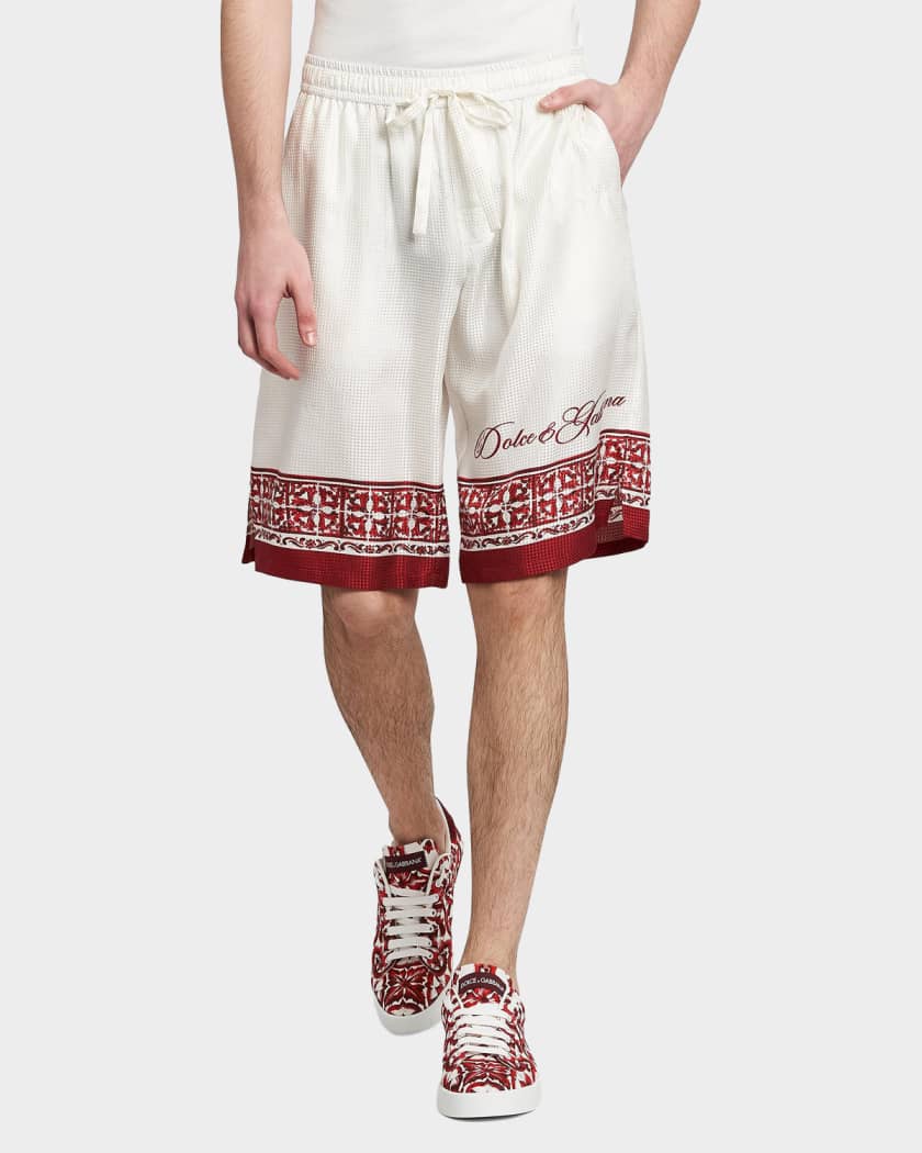 Dolce&Gabbana Men's Majolica-Print Jacquard Twill Bermuda Shorts