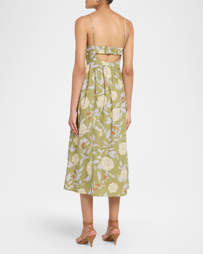 Tanya Taylor Vivien Fit & Flare Floral Cotton Midi Dress | Neiman Marcus