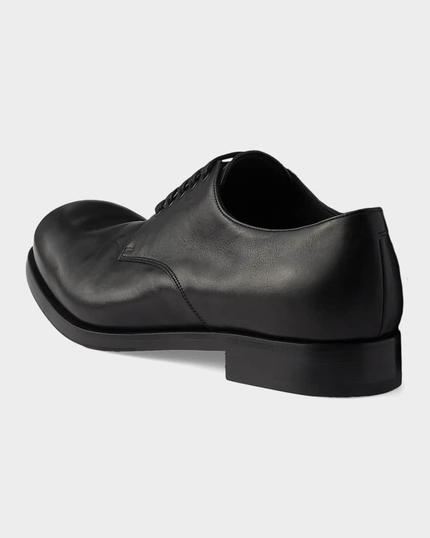 Prada Men's Antiqued Leather Derby Shoes | Neiman Marcus