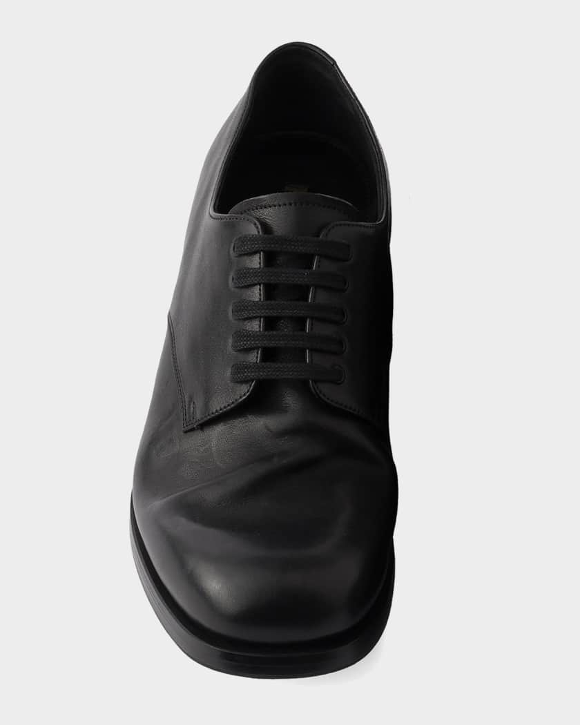 Prada Men's Antiqued Leather Derby Shoes | Neiman Marcus