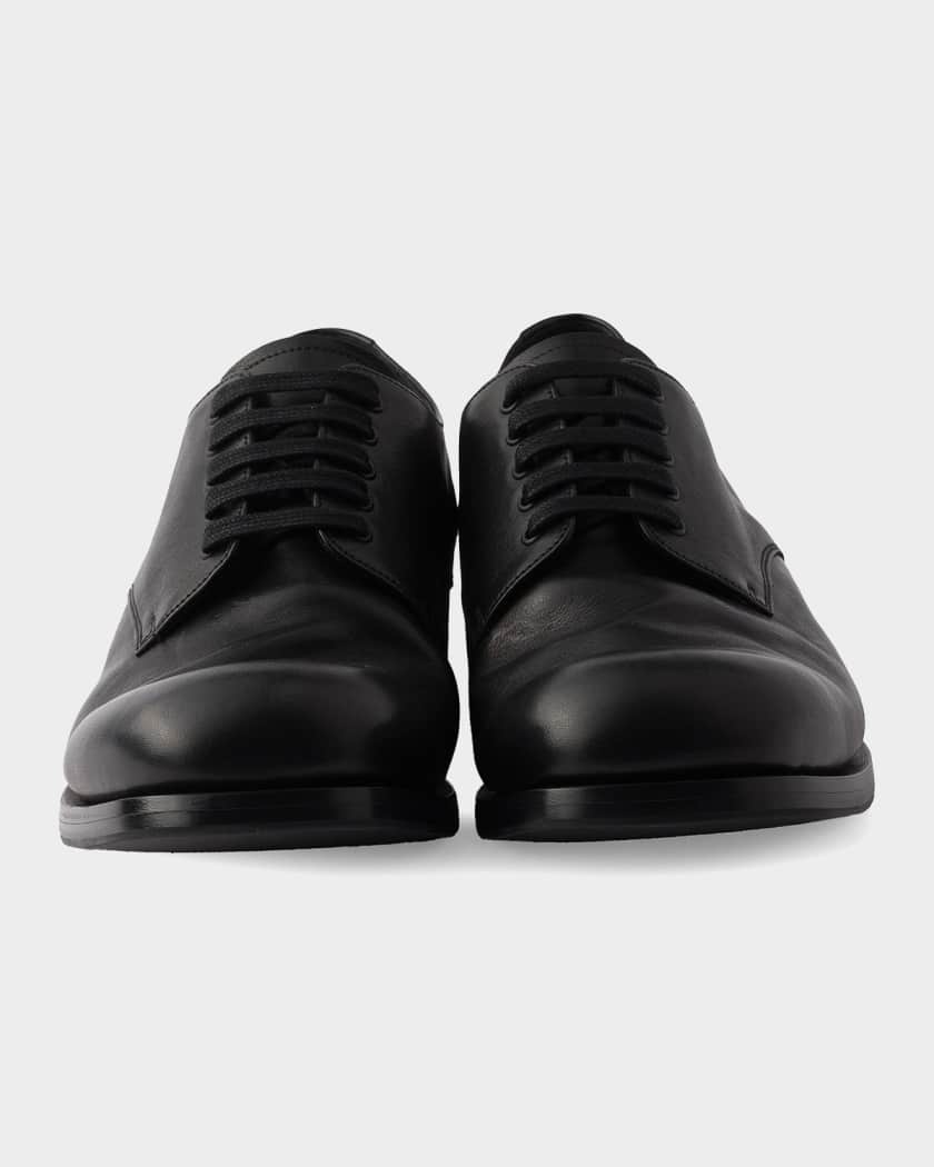 Prada Men's Antiqued Leather Derby Shoes | Neiman Marcus