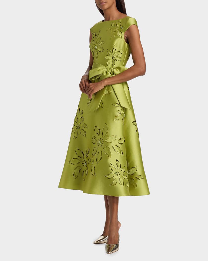 badgley mischka laser-cut floral fit-&-flare dress Jackie Floral Print Fit & Flare Mini Dress by Jewel Badgley Mischka